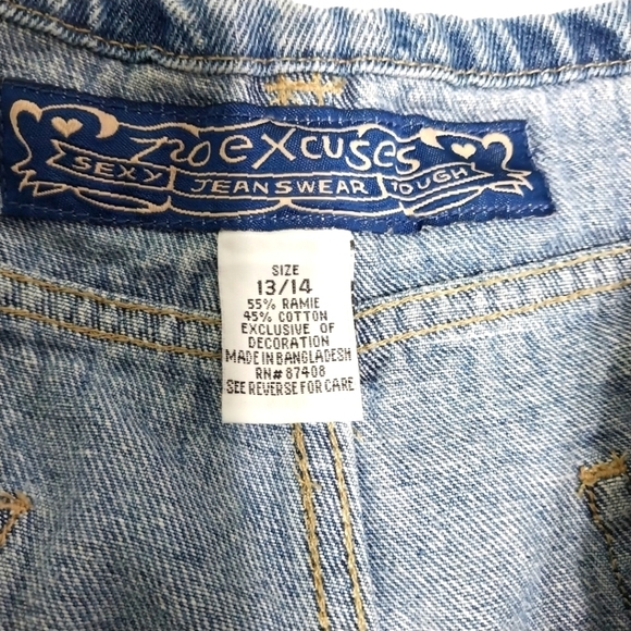 No Excuses Sexy Jeanswear Short Button Fly Jean Shorts Sz 13/14 - Picture 6 of 6